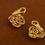 Sparkling Diamond Brushed Camellia Stud Earrings - floysun
