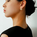 Sparkling Diamond Brushed Camellia Stud Earrings - floysun