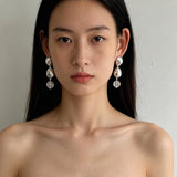 Spiral Conch Clear Quartz Long Drop Earrings - floysun