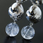 Spiral Conch Clear Quartz Long Drop Earrings - floysun