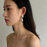 Spiral Conch Clear Quartz Long Drop Earrings - floysun