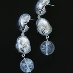 Spiral Conch Clear Quartz Long Drop Earrings - floysun