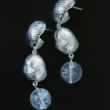 Spiral Conch Clear Quartz Long Drop Earrings - floysun