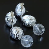 Spiral Conch Clear Quartz Long Drop Earrings - floysun