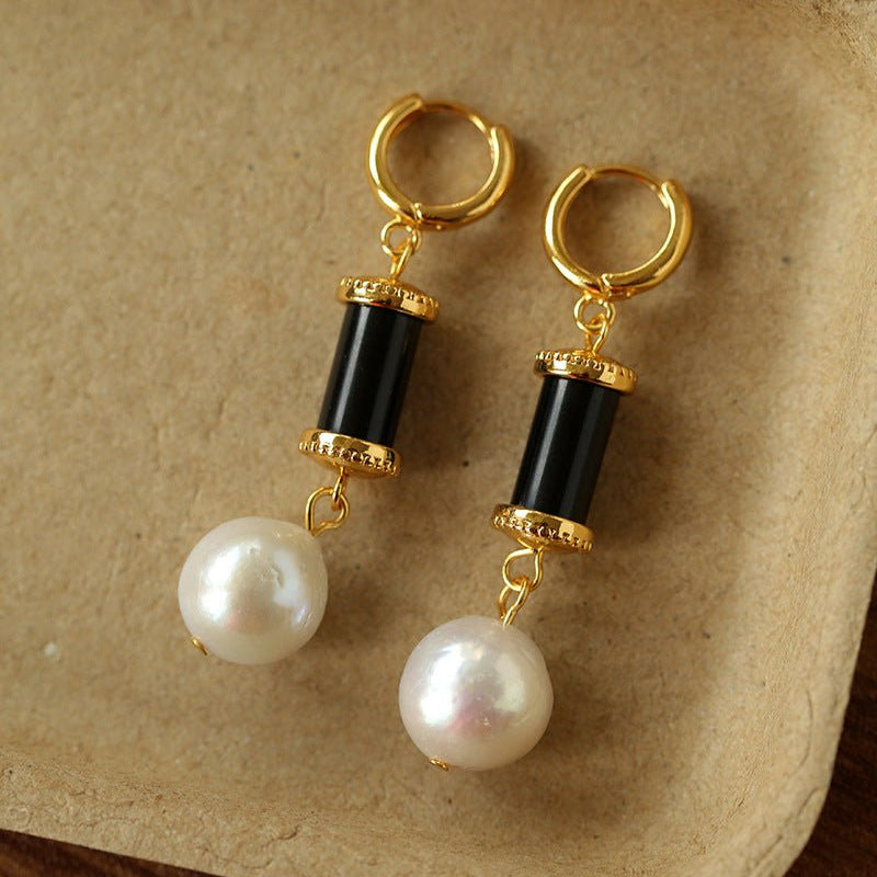 Spring 2026 Vintage Natural Stone & Pearl Earrings - floysun