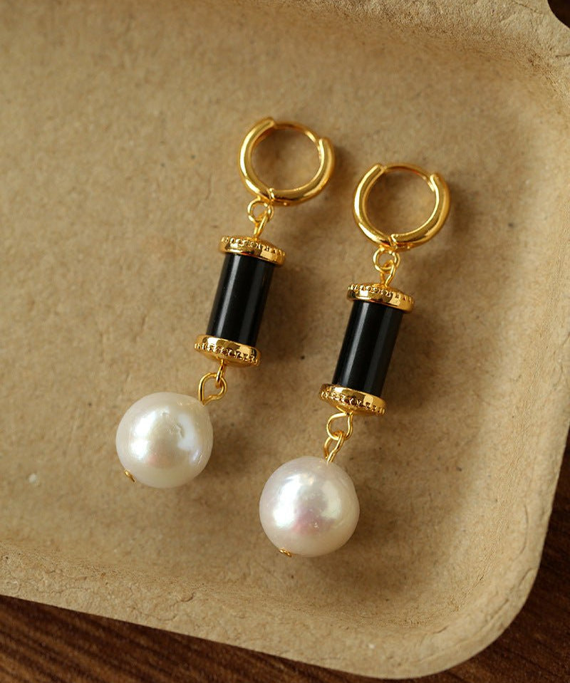 Spring 2026 Vintage Natural Stone & Pearl Earrings - floysun