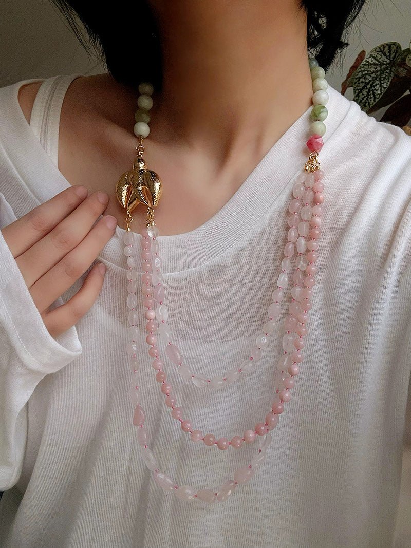 Spring Bird Gemstone Necklace | Detachable Layered Collar Necklace - floysun