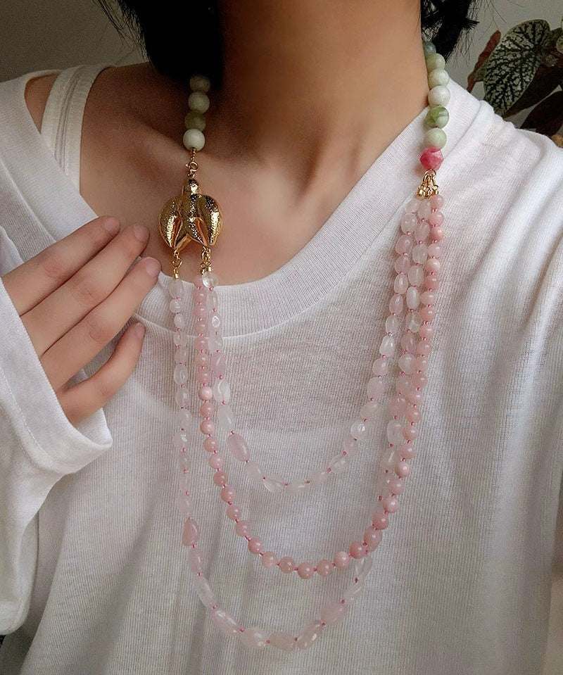 Spring Bird Gemstone Necklace | Detachable Layered Collar Necklace - floysun