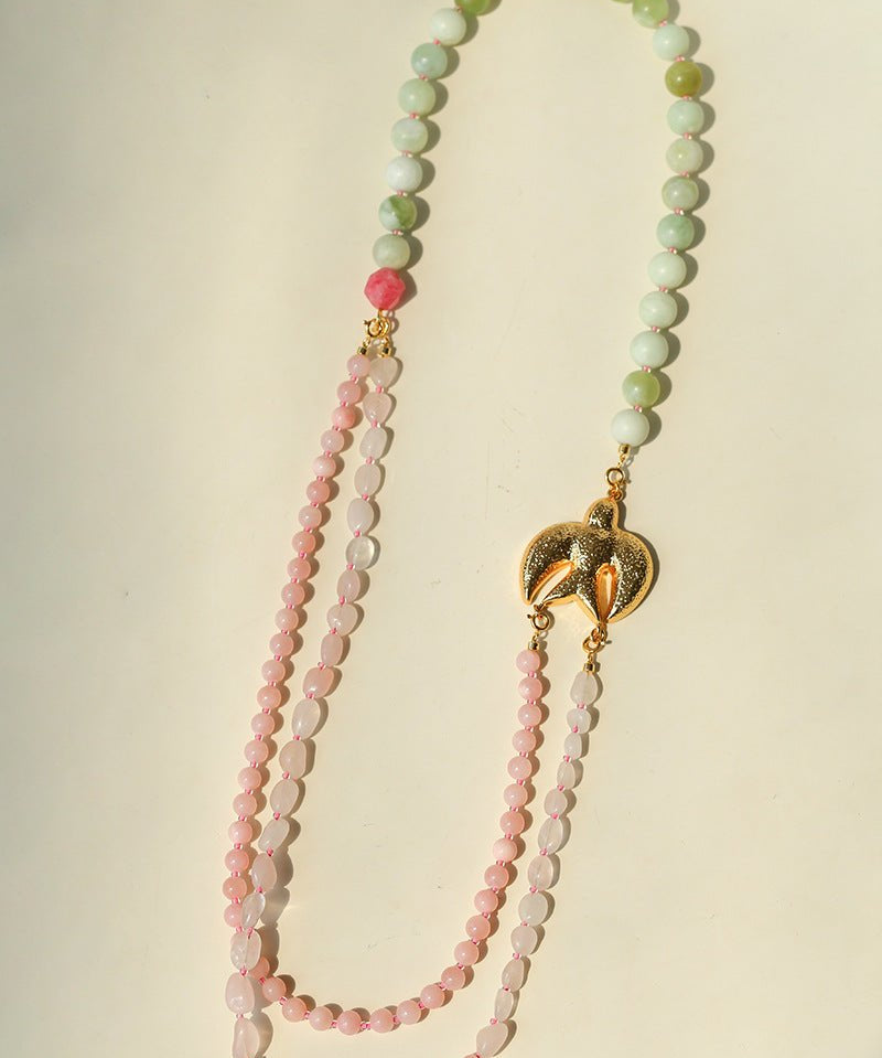 Spring Bird Gemstone Necklace | Detachable Layered Collar Necklace - floysun