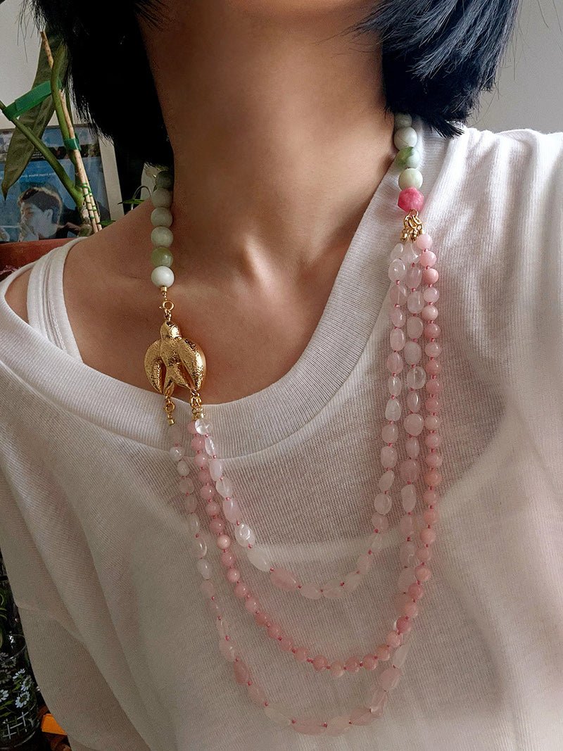 Spring Bird Gemstone Necklace | Detachable Layered Collar Necklace - floysun