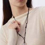 Spring Lace Key & Heart Lock Necklace With Zirconia Accents - floysun