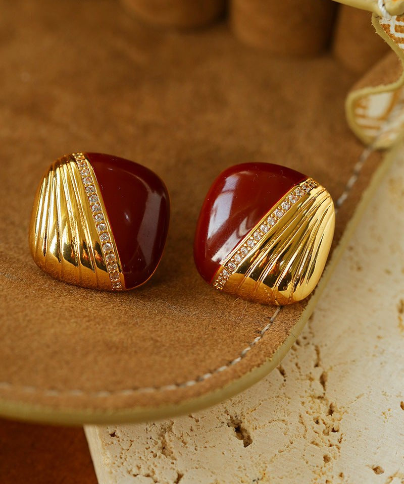 Square Enamel Stud Earrings - floysun