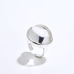 Square Natural White Crystal Open Ring - floysun