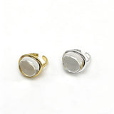 Square Natural White Crystal Open Ring - floysun