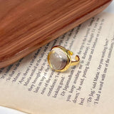 Square Natural White Crystal Open Ring - floysun