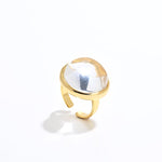 Square Natural White Crystal Open Ring - floysun
