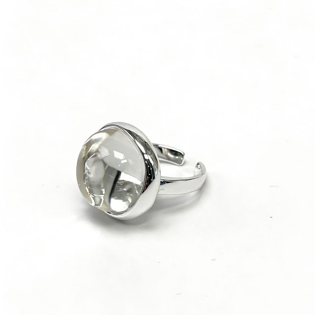 Square Natural White Crystal Open Ring - floysun