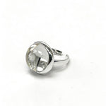 Square Natural White Crystal Open Ring - floysun