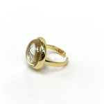 Square Natural White Crystal Open Ring - floysun