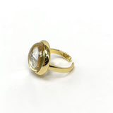 Square Natural White Crystal Open Ring - floysun