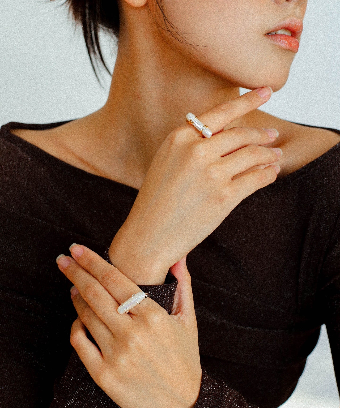 Stackable Long Baroque Pipa Pearl Ring - floysun