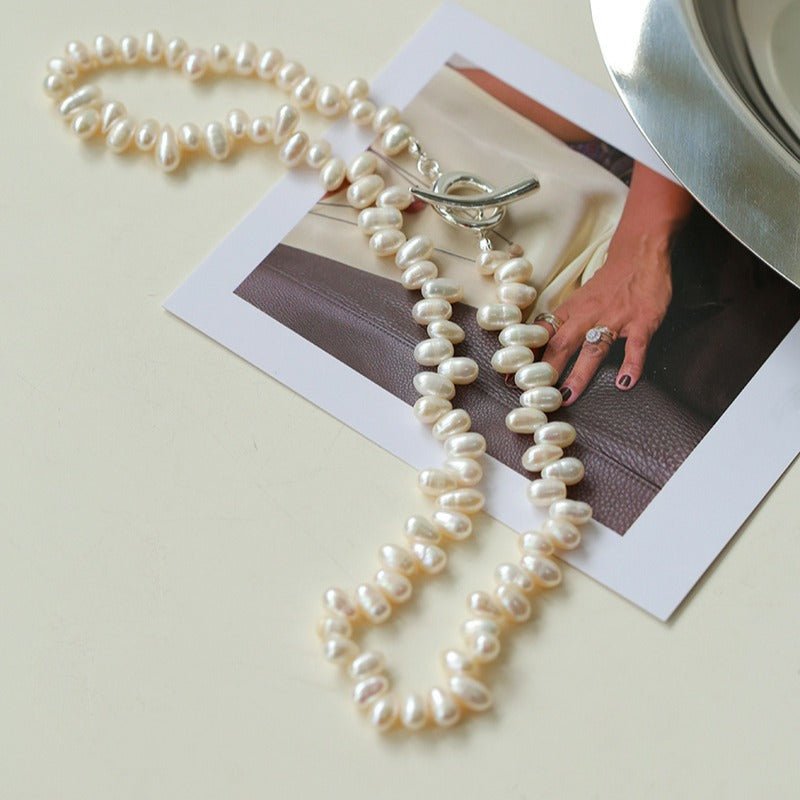 Staggered Pearl OT Buckle Necklace - floysun