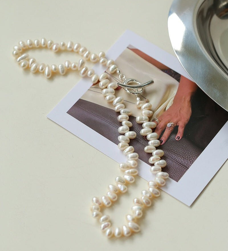 Staggered Pearl OT Buckle Necklace - floysun