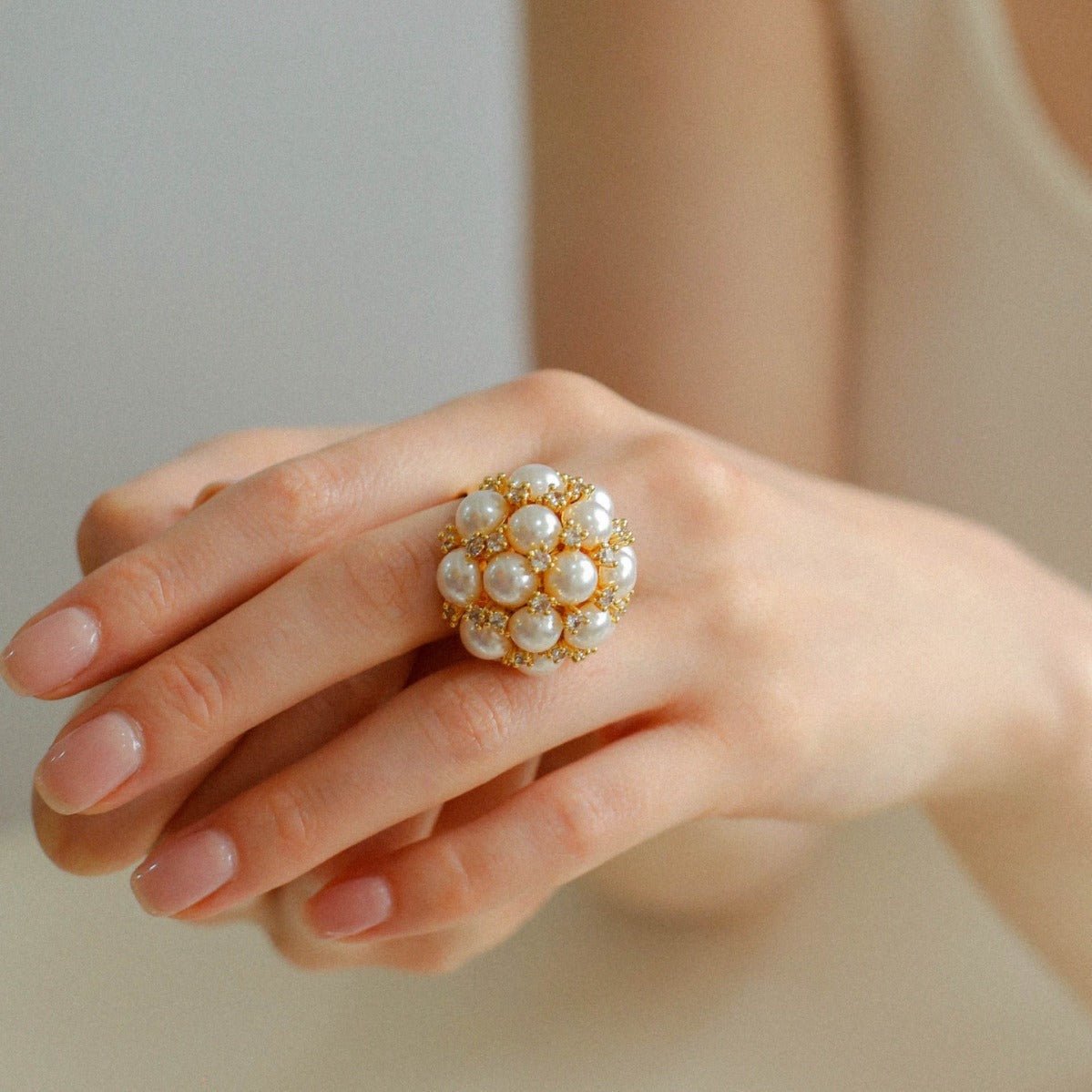 Star Bouquet Gemstone Pearl Ring - floysun