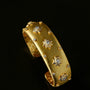 Star - Embellished Wide Cuff Bracelet – Brushed Gold with Gold Stars - floysun