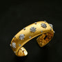 Star - Embellished Wide Cuff Bracelet – Brushed Gold with Silver Stars - floysun
