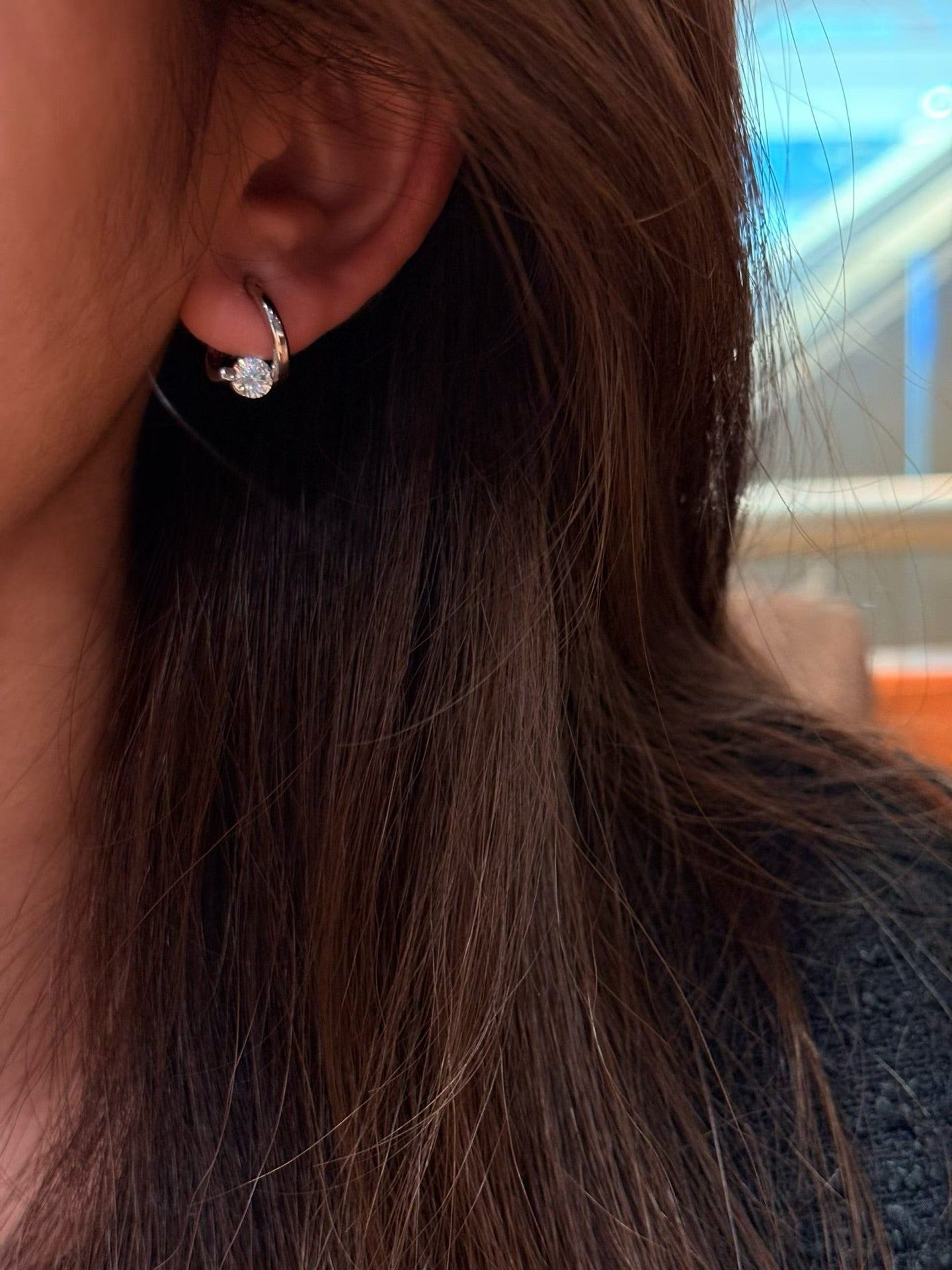 Star Orbit Moissanite Huggie Earrings - S925 Sterling Silver Gold Plated Cosmic Hoop Earrings - floysun