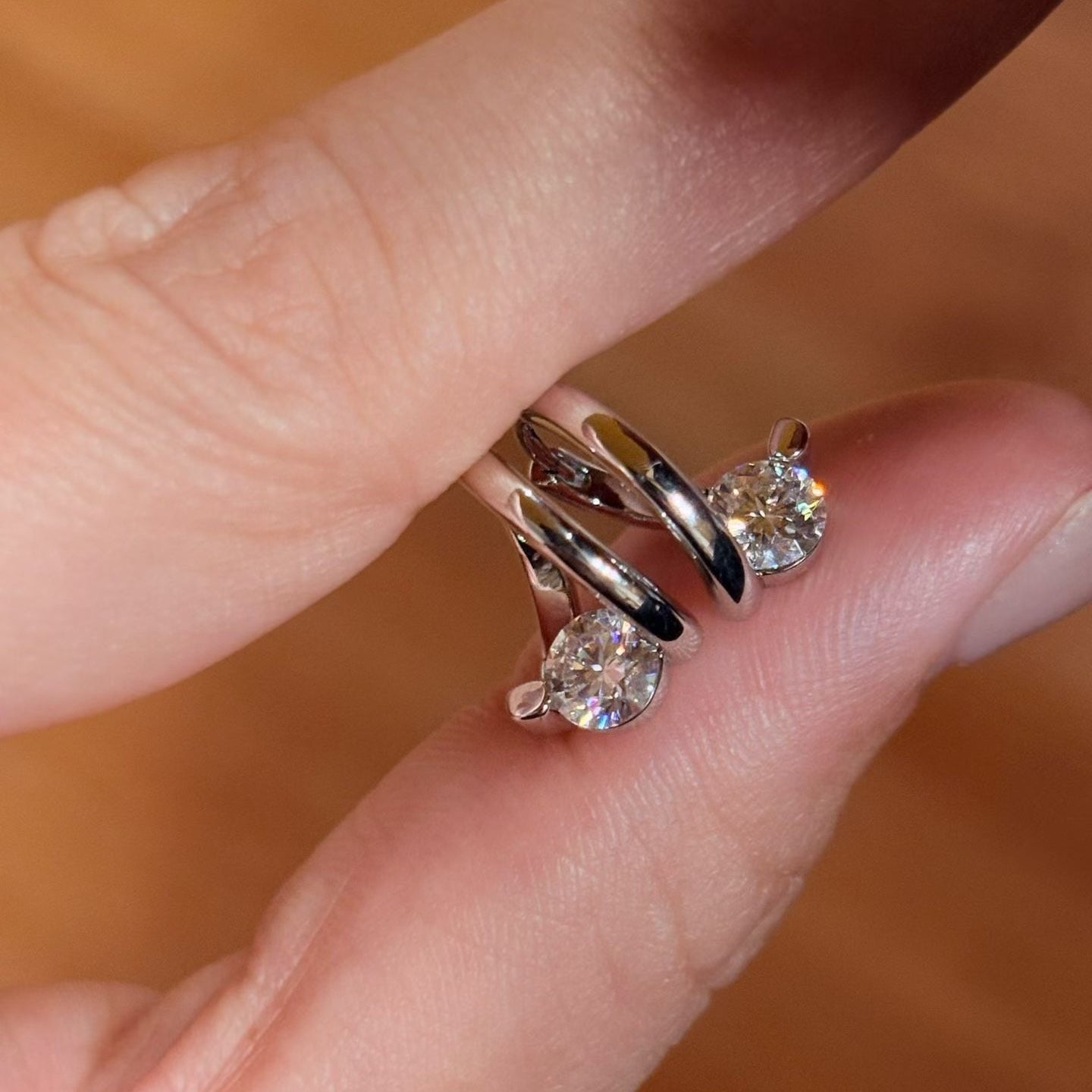 Star Orbit Moissanite Huggie Earrings - S925 Sterling Silver Gold Plated Cosmic Hoop Earrings - floysun