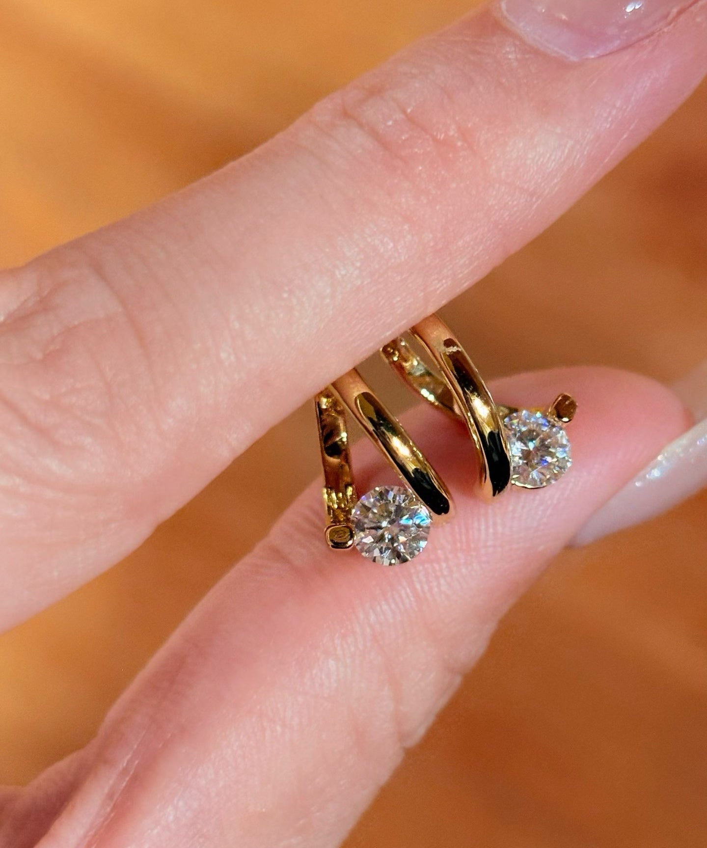 Star Orbit Moissanite Huggie Earrings - S925 Sterling Silver Gold Plated Cosmic Hoop Earrings - floysun