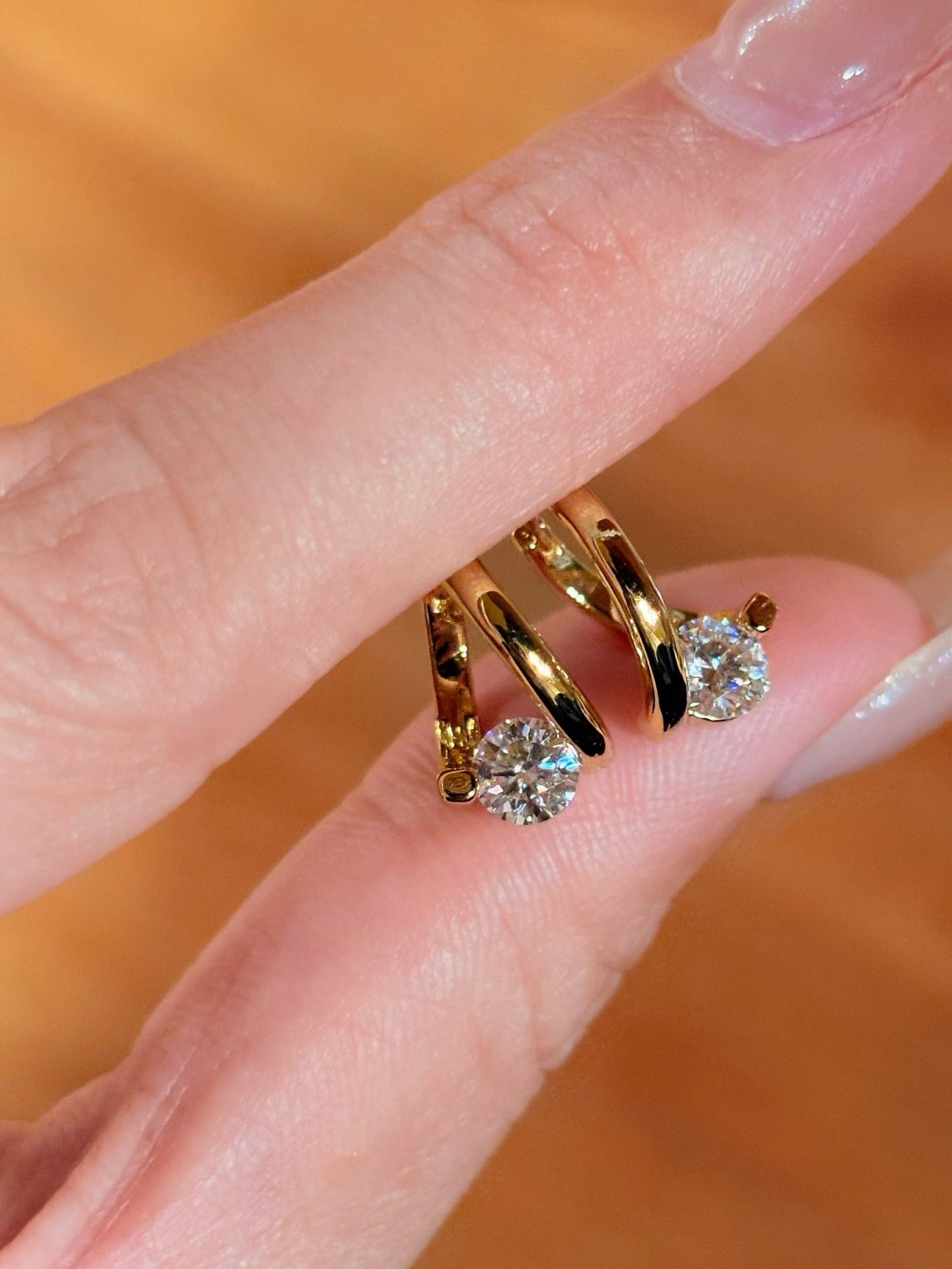 Star Orbit Moissanite Huggie Earrings - S925 Sterling Silver Gold Plated Cosmic Hoop Earrings - floysun