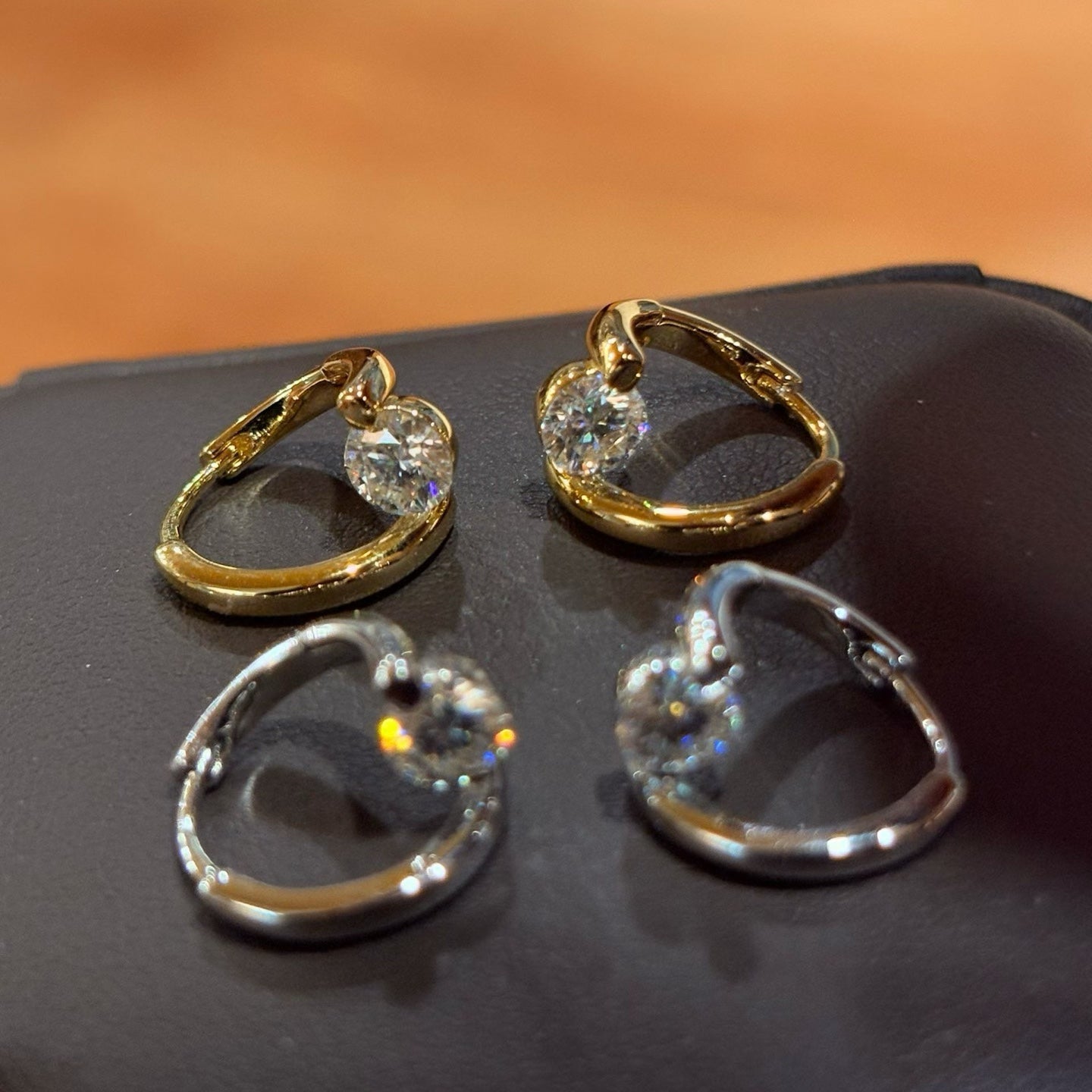 Star Orbit Moissanite Huggie Earrings - S925 Sterling Silver Gold Plated Cosmic Hoop Earrings - floysun