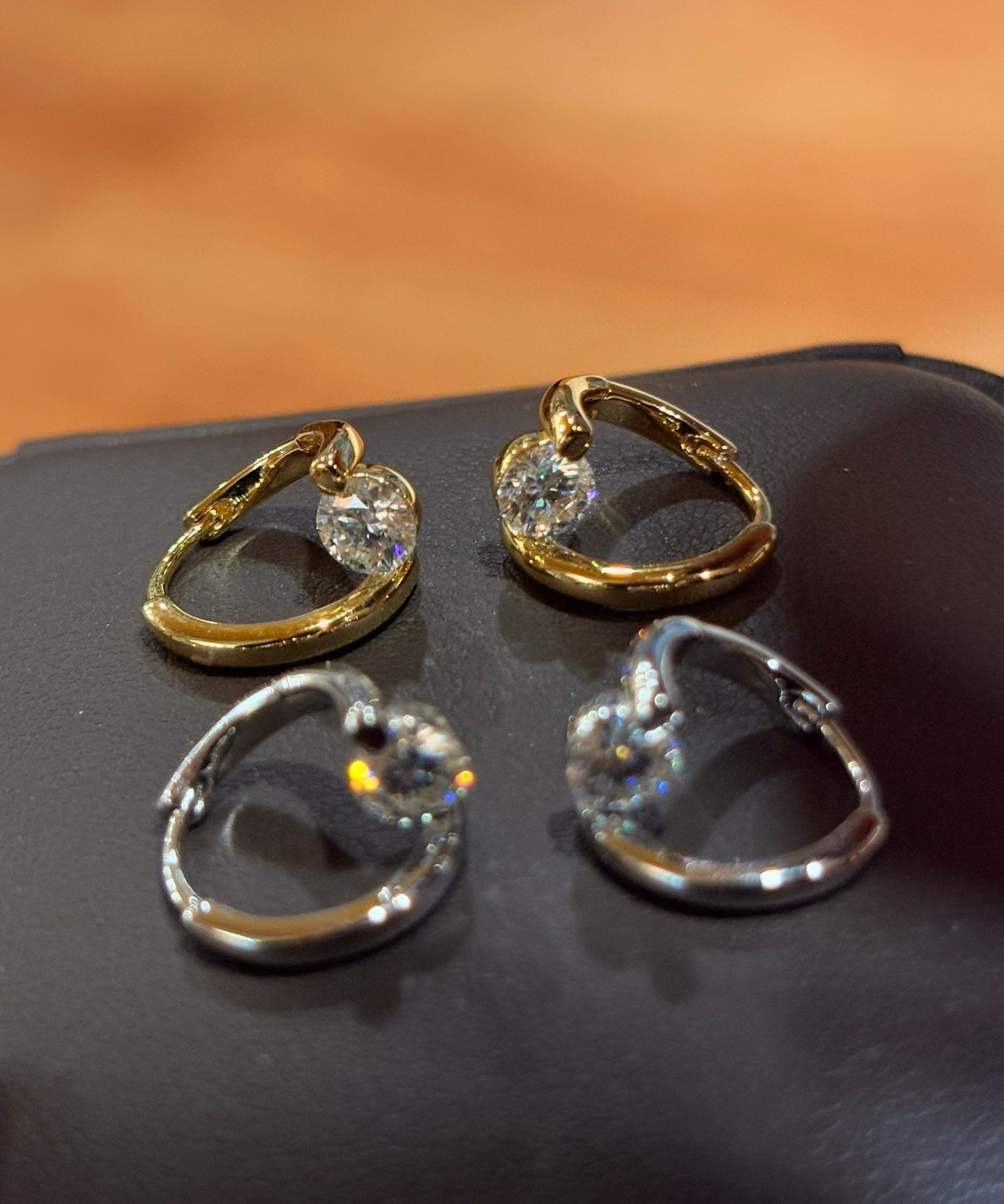 Star Orbit Moissanite Huggie Earrings - S925 Sterling Silver Gold Plated Cosmic Hoop Earrings - floysun