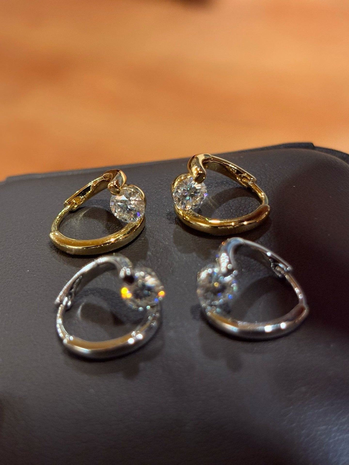Star Orbit Moissanite Huggie Earrings - S925 Sterling Silver Gold Plated Cosmic Hoop Earrings - floysun
