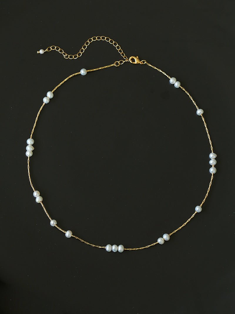 Starry Scattered Irregular Freshwater Pearl Collarbone Necklace - floysun
