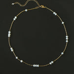 Starry Scattered Irregular Freshwater Pearl Collarbone Necklace - floysun