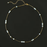 Starry Scattered Irregular Freshwater Pearl Collarbone Necklace - floysun