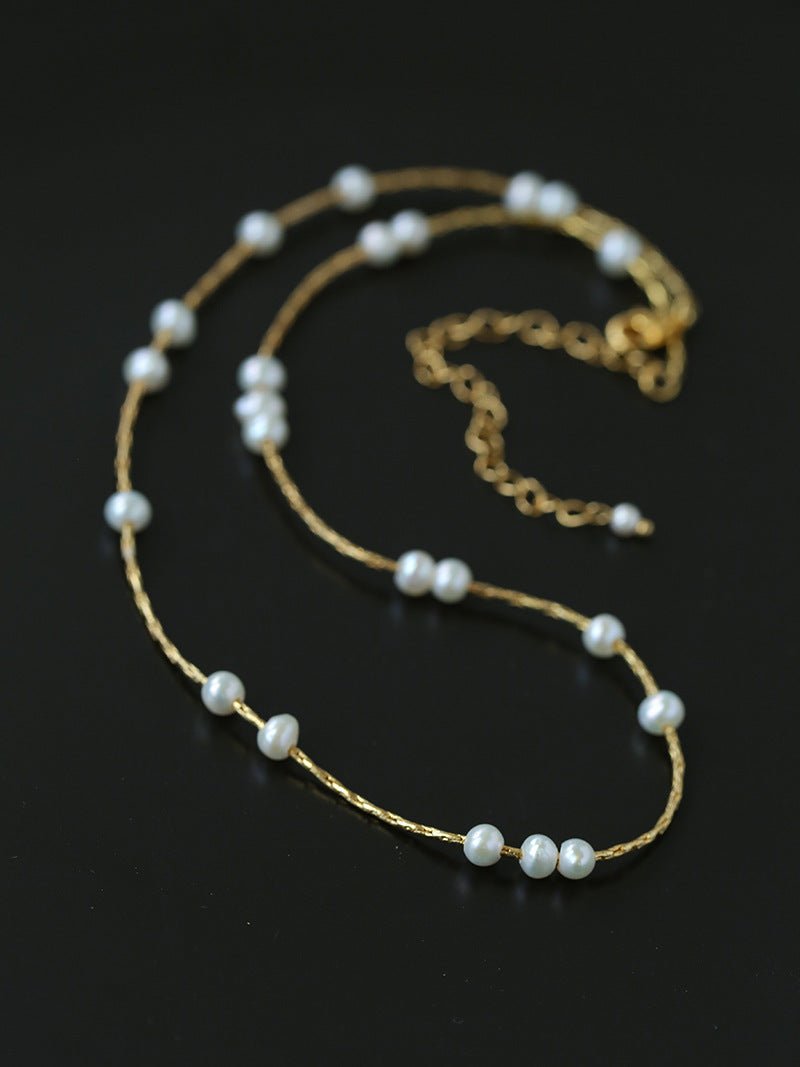 Starry Scattered Irregular Freshwater Pearl Collarbone Necklace - floysun