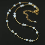 Starry Scattered Irregular Freshwater Pearl Collarbone Necklace - floysun