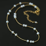 Starry Scattered Irregular Freshwater Pearl Collarbone Necklace - floysun