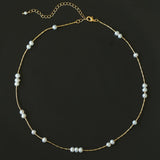 Starry Scattered Irregular Freshwater Pearl Collarbone Necklace - floysun