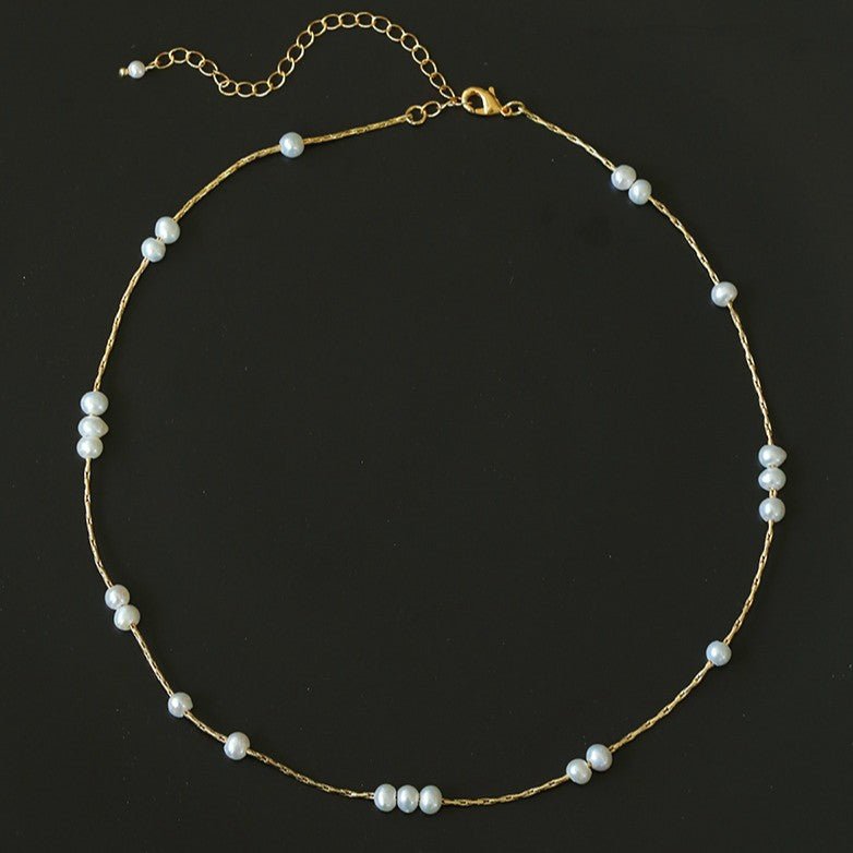 Starry Scattered Irregular Freshwater Pearl Collarbone Necklace - floysun