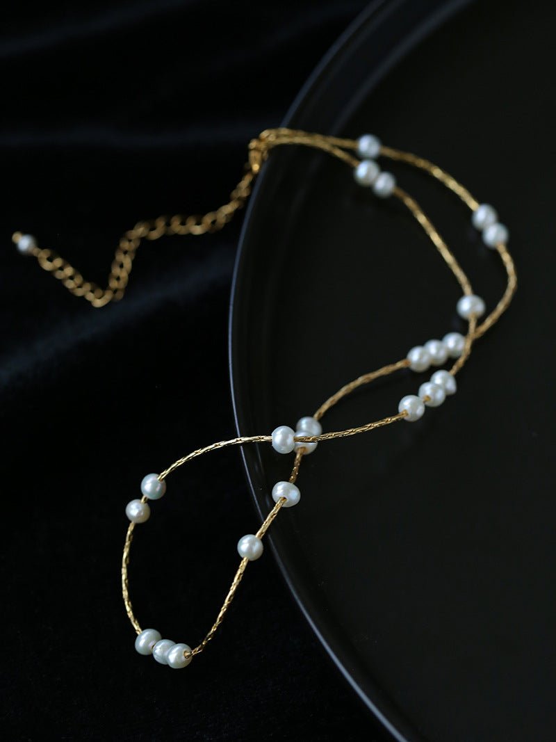 Starry Scattered Irregular Freshwater Pearl Collarbone Necklace - floysun