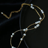 Starry Scattered Irregular Freshwater Pearl Collarbone Necklace - floysun