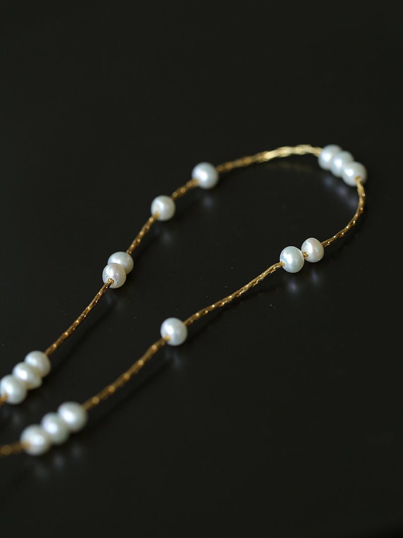 Starry Scattered Irregular Freshwater Pearl Collarbone Necklace - floysun