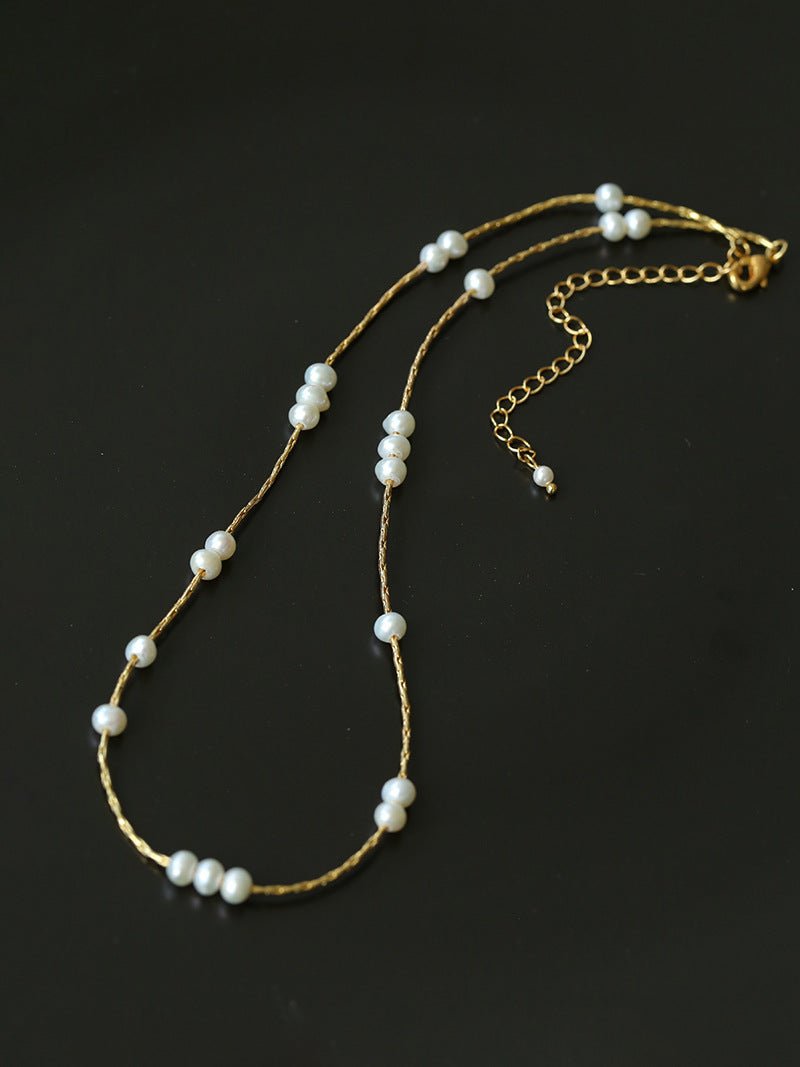 Starry Scattered Irregular Freshwater Pearl Collarbone Necklace - floysun