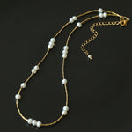 Starry Scattered Irregular Freshwater Pearl Collarbone Necklace - floysun